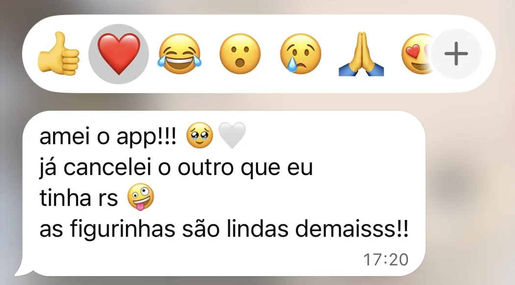 Mensagem de quem gostou do app e das figurinhas.